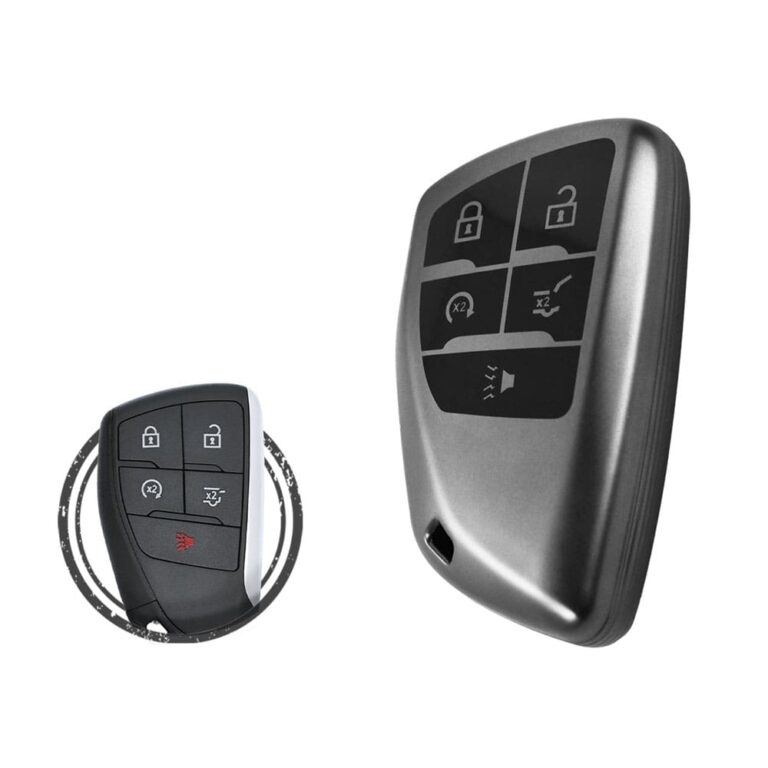 TPU Key Cover Case For Chevrolet Suburban Tahoe Smart Key Remote 5 Button BLACK Metal Color
