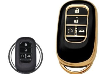 TPU Key Cover Case For 2023-2024 Honda Accord Civic Smart Key Remote 4 Button BLACK GOLD Color