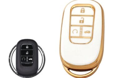 TPU Key Cover Case For 2023-2024 Honda Accord Civic Smart Key Remote 4 Button WHITE GOLD Color