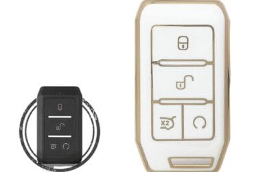 TPU Key Cover Case For BYD Qin EV E2 Yuan 535 E1 E3 Remote Key 4 Button WHITE GOLD Color