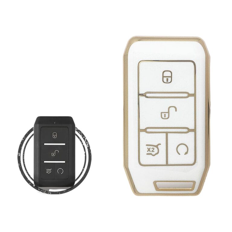 TPU Key Cover Case For BYD Qin EV E2 Yuan 535 E1 E3 Remote Key 4 Button WHITE GOLD Color