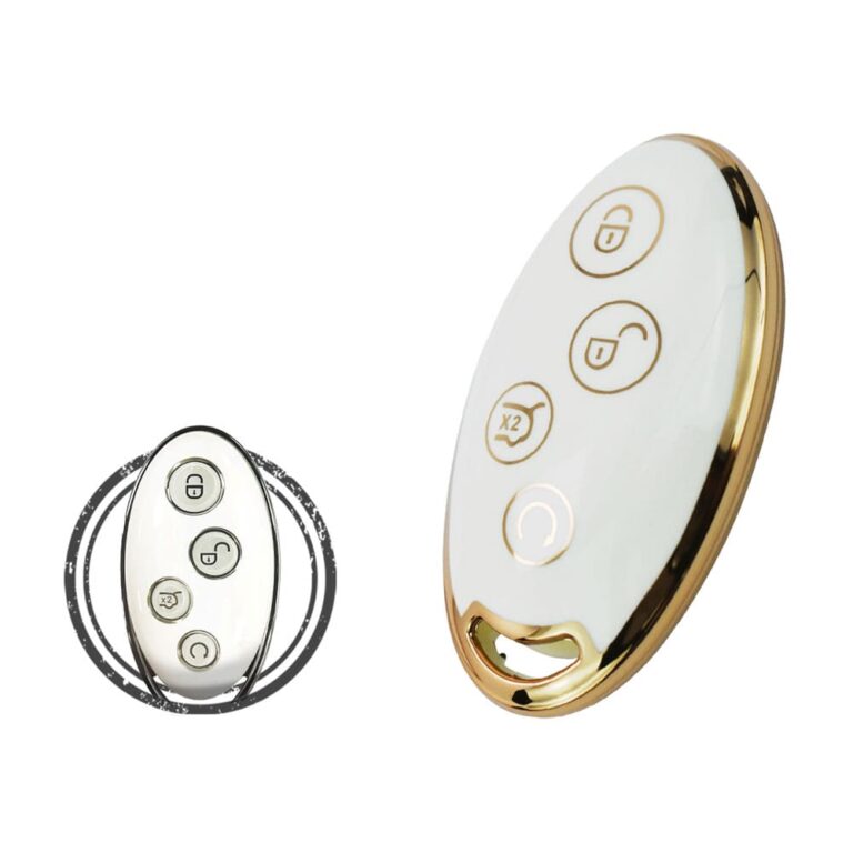 TPU Key Cover Case For BYD Song Max Yuan Smart Key Remote 4 Button WHITE GOLD Color