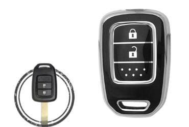 TPU Key Cover Case Protector For Honda Head Key Remote 2 Button Black Chrome Color