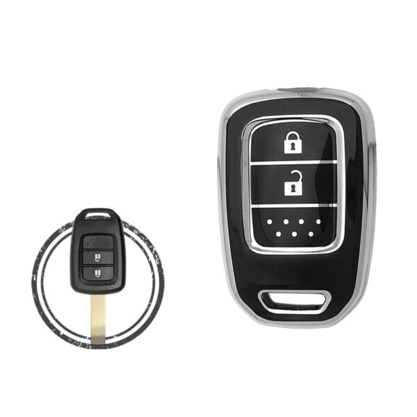 TPU Key Cover Case Protector For Honda Head Key Remote 2 Button Black Chrome Color