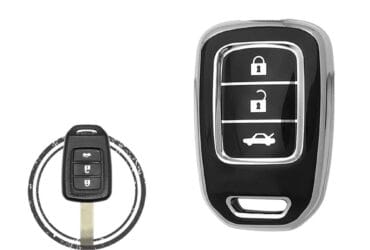 TPU Key Cover Case For Honda Remote Key 3 Button Black Chrome Color