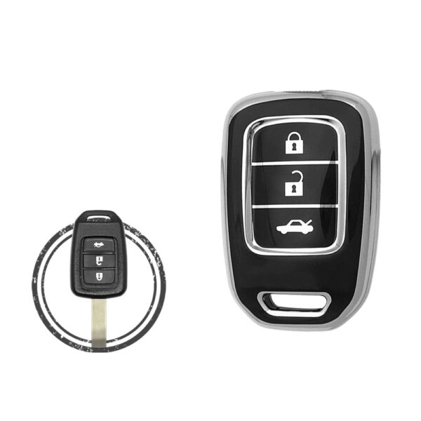 TPU Key Cover Case For Honda Remote Key 3 Button Black Chrome Color