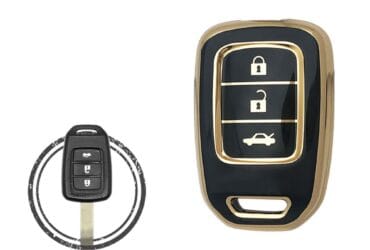 TPU Key Cover Case For Honda Remote Key 3 Button BLACK GOLD Color