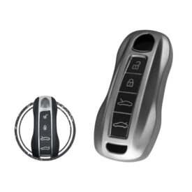 TPU Key Cover Case For Porsche Cayenne Macan Panamera Remote Key 4 Button BLACK Metal Color