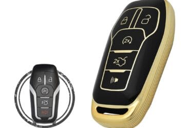 TPU Key Cover Case For Ford Explorer Edge Fusion Smart Key Remote 5 Button BLACK GOLD Color