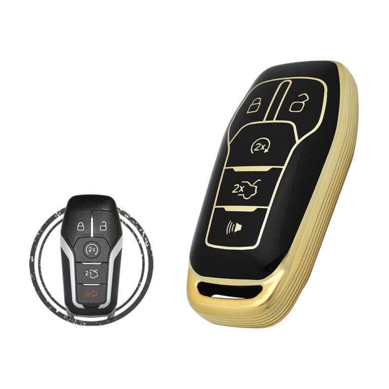 TPU Key Cover Case For Ford Explorer Edge Fusion Smart Key Remote 5 Button BLACK GOLD Color