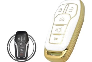 TPU Key Cover Case For Ford Explorer Edge Fusion Smart Key Remote 5 Button WHITE GOLD Color