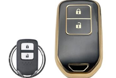 TPU Key Cover Case For Honda Civic City Jazz BR-V Smart Key Remote 2 Button BLACK GOLD Color