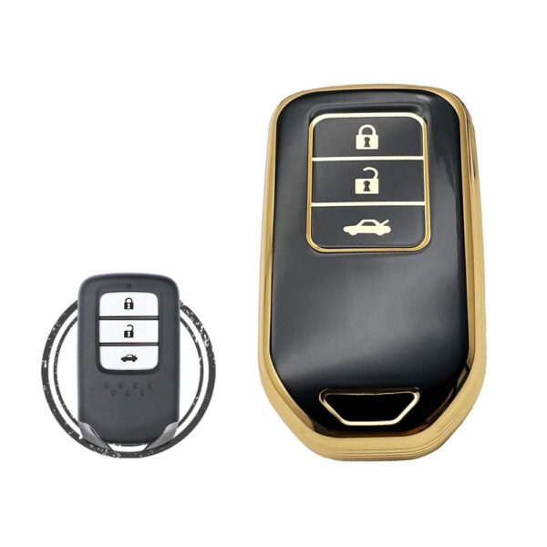 TPU Key Cover Case For Honda City Civic Jazz Amaze CR-V WR-V BR-V Smart Key Remote 3 Button BLACK GOLD Color
