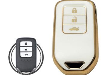 TPU Key Cover Case For Honda City Civic Jazz Amaze CR-V WR-V BR-V Smart Key Remote 3 Button WHITE GOLD Color