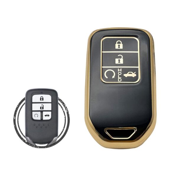 TPU Key Cover Case For Honda Accord Civic CR-V Smart Key Remote 4 Button BLACK GOLD Color