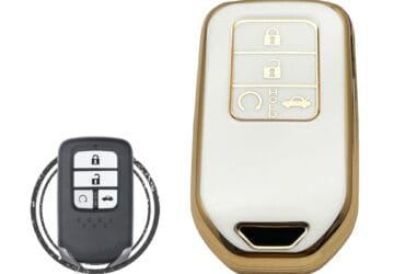 TPU Key Cover Case For Honda Accord Civic CR-V Smart Key Remote 4 Button WHITE GOLD Color