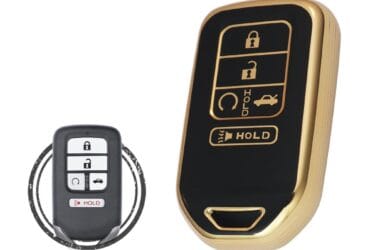 TPU Key Cover Case For Honda Accord Civic Pilot CR-V HR-V Smart Key Remote 5 Button BLACK GOLD Color