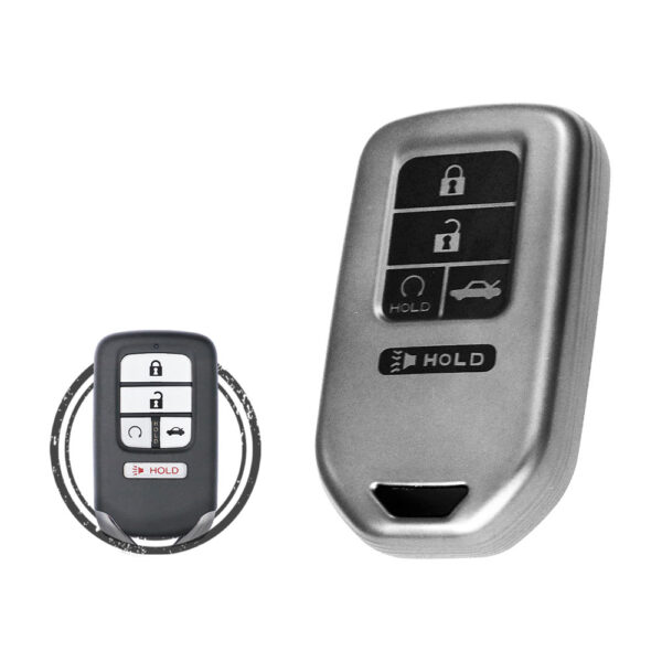 TPU Key Cover Case For Honda Accord Civic Pilot CR-V HR-V Smart Key Remote 5 Button BLACK Metal Color