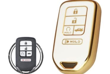 TPU Key Cover Case For Honda Accord Civic Pilot CR-V HR-V Smart Key Remote 5 Button WHITE GOLD Color