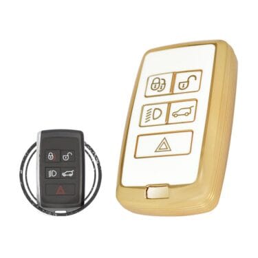 TPU Key Cover Case For Land Rover Discovery Range Rover Vogue Sport Smart Key Remote 5 Button WHITE GOLD Color