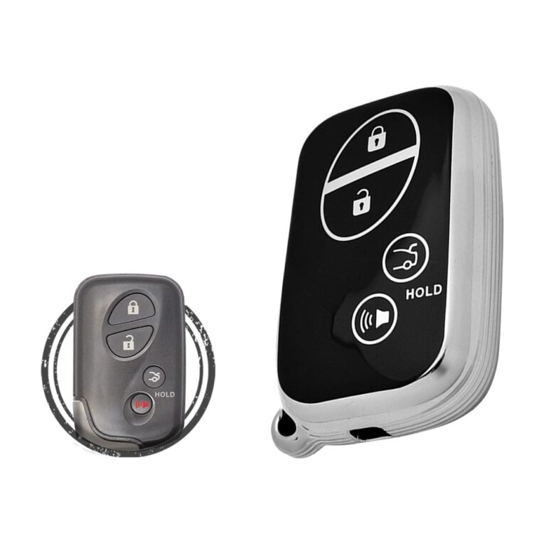 TPU Key Cover Case For Lexus Smart Key Remote 4 Button Black Chrome Color