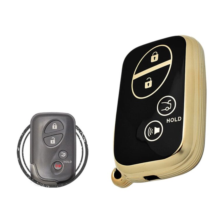 TPU Key Cover Case Protector For Lexus Smart Key Remote 4 Button BLACK GOLD Color