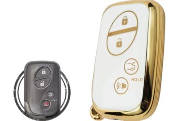 Coque en TPU pour clé intelligente Lexus 4 boutons Couleur blanc et or