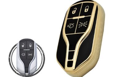 Coque en TPU pour clé intelligente Maserati Ghibli Quattroporte 4 boutons Couleur noir et or