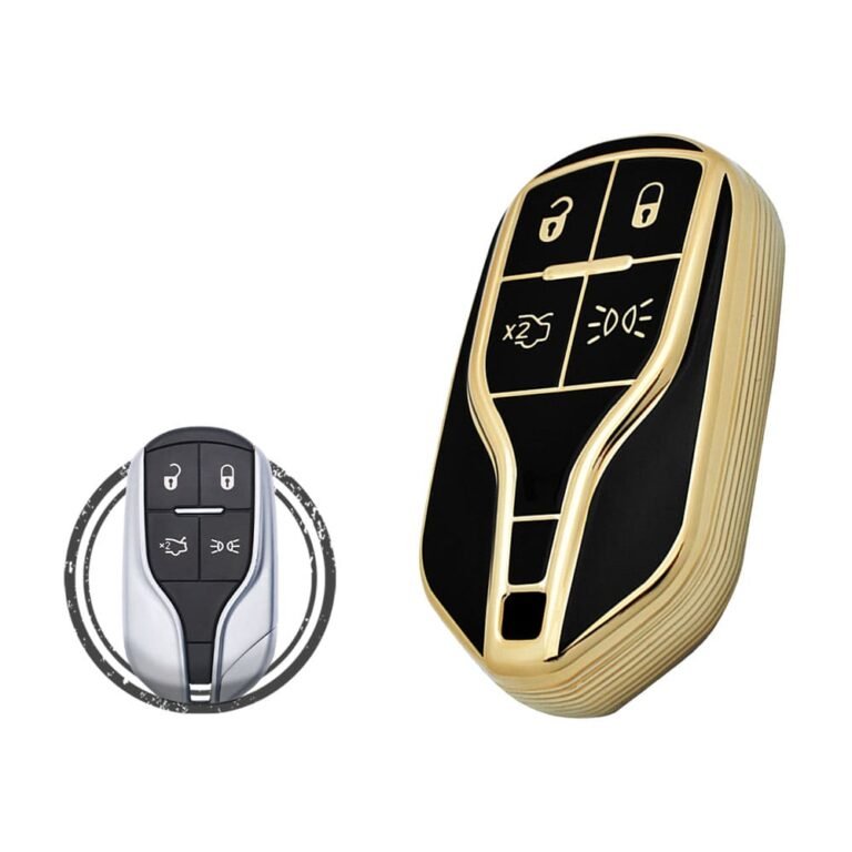 TPU Key Cover Case Protector For Maserati Ghibli Quattroporte Smart Key Remote 4 Button BLACK GOLD Color