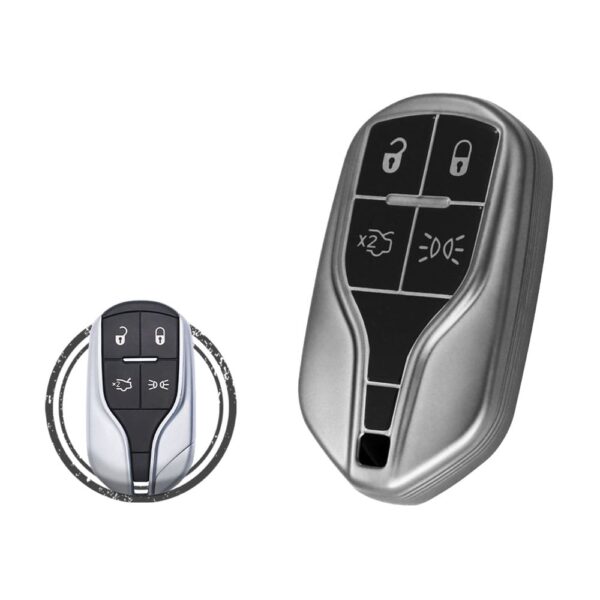 TPU Key Fob Cover Case For Maserati Ghibli Quattroporte Smart Key Remote 4 Button BLACK Metal Color