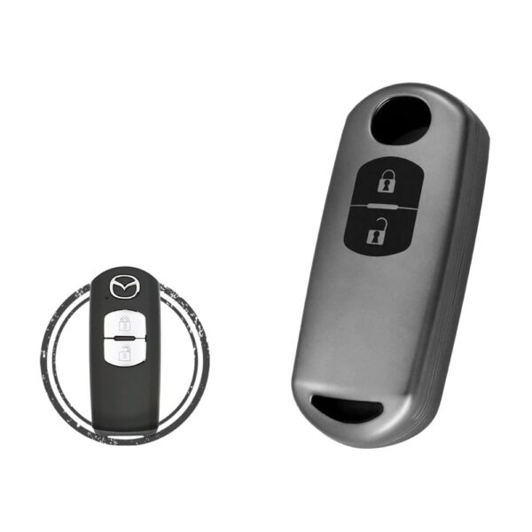 TPU Key Fob Cover Case For Mazda 3 CX-5 CX-7 Smart Key Remote 2 Button BLACK Metal Color