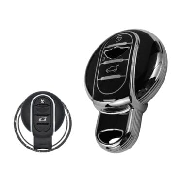 TPU Key Cover Case For Mini Cooper Remote Key 3 Button Black Chrome Color