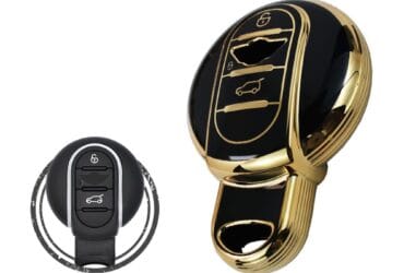 TPU Key Cover Case For Mini Cooper Remote Key 3 Button BLACK GOLD Color