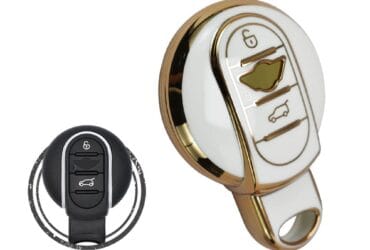 TPU Key Cover Case For Mini Cooper Remote Key 3 Button WHITE GOLD Color
