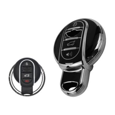 TPU Key Cover Case For Mini Cooper Remote Key 4 Button Black Chrome Color