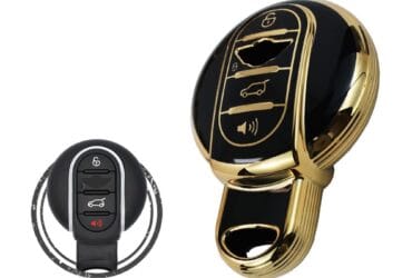 TPU Key Cover Case For Mini Cooper Remote Key 4 Button BLACK GOLD Color
