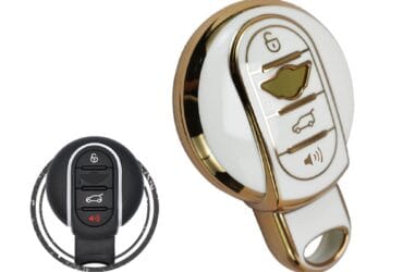 TPU Key Cover Case For Mini Cooper Remote Key 4 Button WHITE GOLD Color