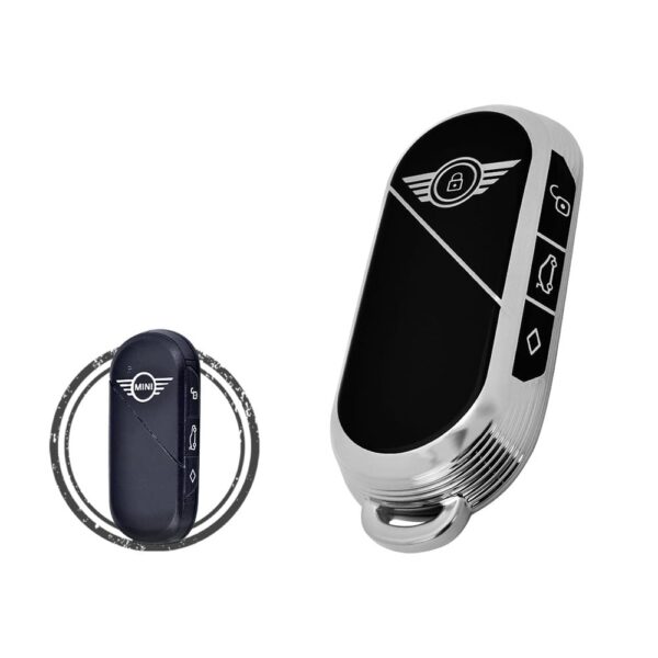 TPU Key Cover Case For 2023 Mini Cooper Countryman Smart Key Remote 3 Button Black Chrome Color