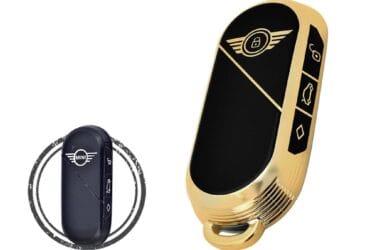 TPU Car Key Cover Case For 2023-2024 Mini Cooper Countryman Smart Key Remote 3 Button BLACK GOLD Color
