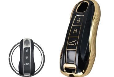 TPU Car Key Cover Case For Porsche Cayenne 911 Macan Panamera Remote Key 3 Button BLACK GOLD Color