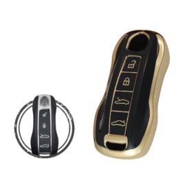 TPU Car Key Cover Case For Porsche Cayenne Macan Panamera Remote Key 4 Button BLACK GOLD Color