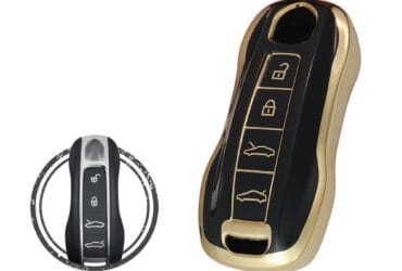 TPU Car Key Cover Case For Porsche Cayenne Macan Panamera Remote Key 4 Button BLACK GOLD Color
