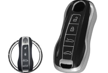 TPU Key Cover Case For Porsche Cayenne Macan Panamera Remote Key 4 Button Black Chrome Color