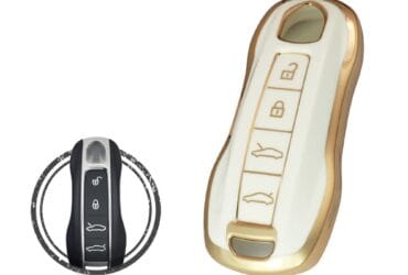 TPU Key Cover Case For Porsche Cayenne Macan Panamera Remote Key 4 Button WHITE GOLD Color
