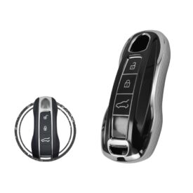 TPU Key Cover Case For Porsche Cayenne 911 Macan Panamera Remote Key 3 Button Black Chrome Color