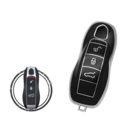TPU Key Cover Case For Porsche Cayenne Panamera 911 Smart Key Remote 3 Button Black Chrome Color