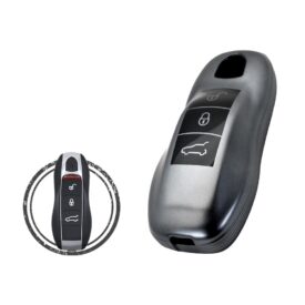 TPU Key Cover Case For Porsche Cayenne 911 Panamera Boxter Smart Key Remote 3 Button BLACK Metal Color