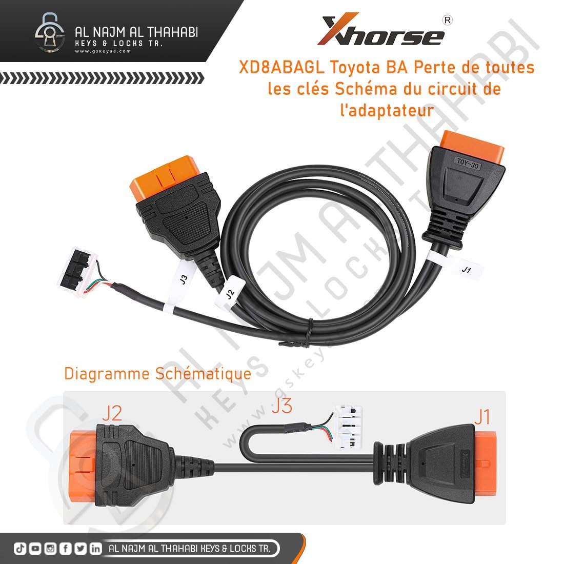 Adaptateur Toyota BA Xhorse XD8ABAGL pour toutes les clés perdues