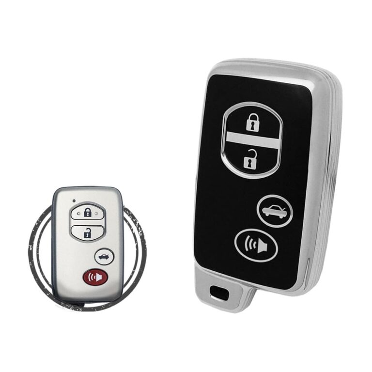 TPU Key Cover Case For Toyota Aurion Avalon Camry Smart Key Remote 4 Button Black Chrome Color