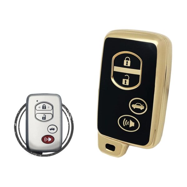 TPU Key Cover Case Protector For Toyota Aurion Avalon Camry Corolla Smart Key Remote 4 Button BLACK GOLD Color